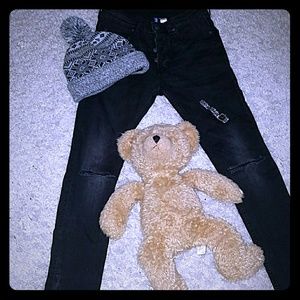 Black skinny jeans distressed open knee 28×32